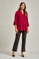 
              $16! Lizzy Bell Sleeve Tunic Top-Jewel Red
            