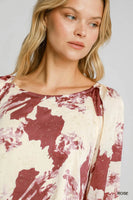 
              Rose Metallic Abstract Print Top
            