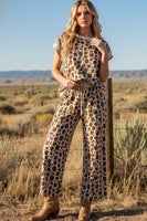 
              Leopard Print Scuba Top and Pants Set - Women's Matching Outfit
            