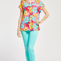 Lizzy Short Sleeve Coral Multi Top