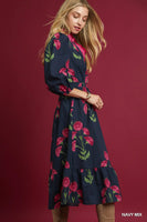 
              Navy Floral Midi Dress
            