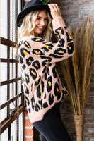 
              Leopard Print Round Neck Sweater
            