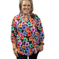 Lizzy Black Multi Floral Tunic Top