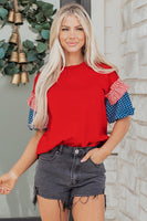 
              Fiery Red Stars and Stripes Top - Patriotic Women's Shirt | Bella Grace
            