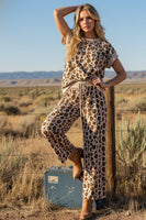 
              Leopard Print Scuba Top and Pants Set - Women's Matching Outfit
            