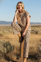 
              Leopard Print Scuba Top and Pants Set - Women's Matching Outfit
            