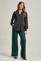 
              SALE Lizzy Smocked Sleeve Tunic Top-Black
            