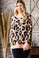 
              Leopard Print Round Neck Sweater
            