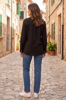 
              Celia Gauze Button-Down Blouse-Black
            