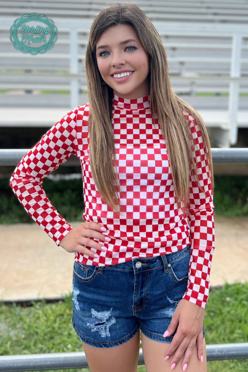 Pep Rally Mesh Top-Red