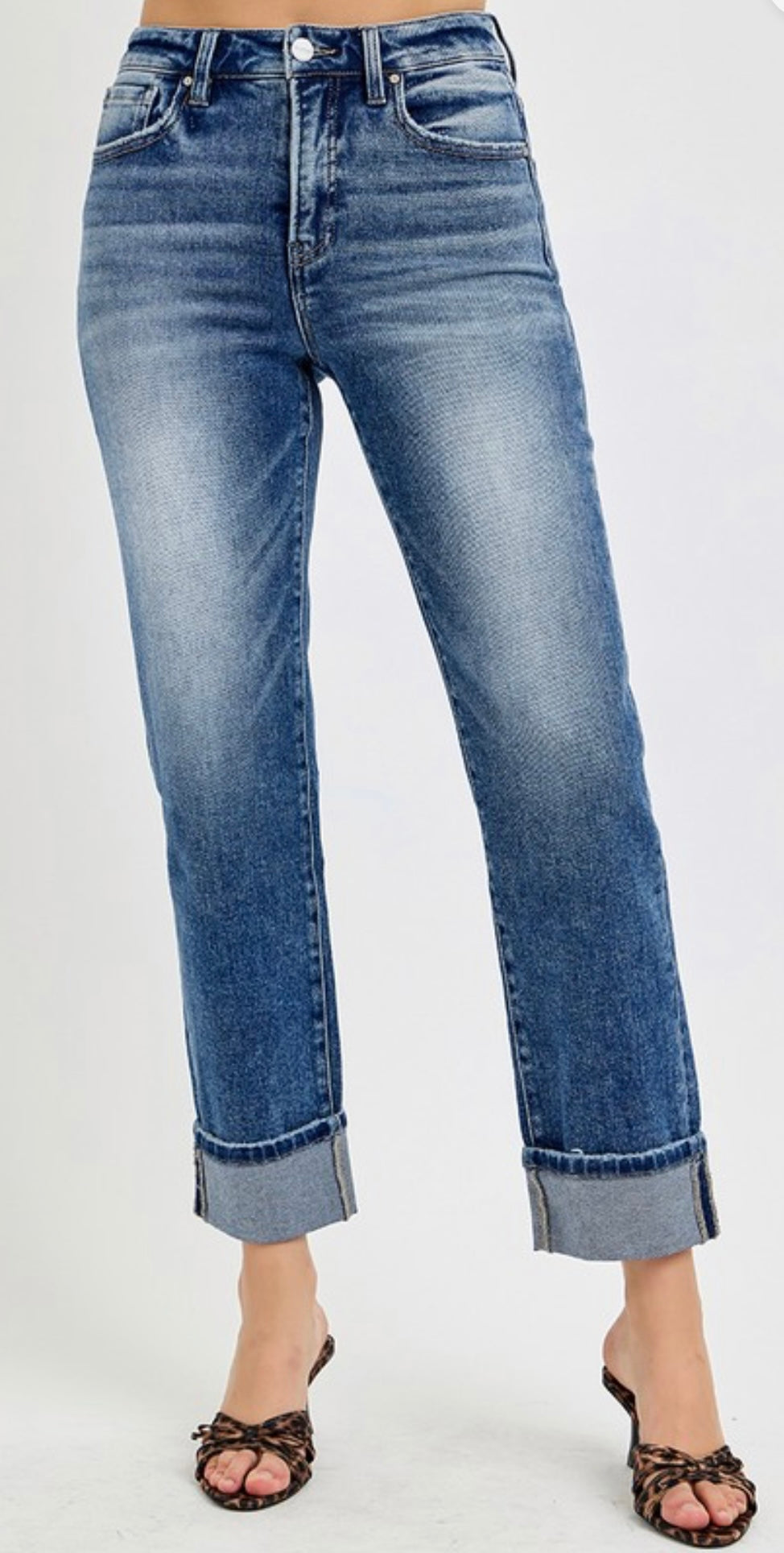 Risen Tummy Control High Rise Straight Jeans