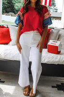 
              Fiery Red Stars and Stripes Top - Patriotic Women's Shirt | Bella Grace
            