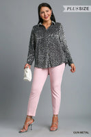 
              Animal Print Velvet Top-Gunmetal
            