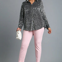 Animal Print Velvet Top-Gunmetal