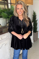 
              Black Sequin Velvet Shirt
            