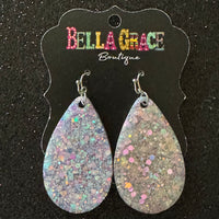 Glitter Acrylic Teardrop Earrings-Lavender AB