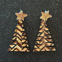 Glitter Acrylic Teardrop Earrings-Christmas Star