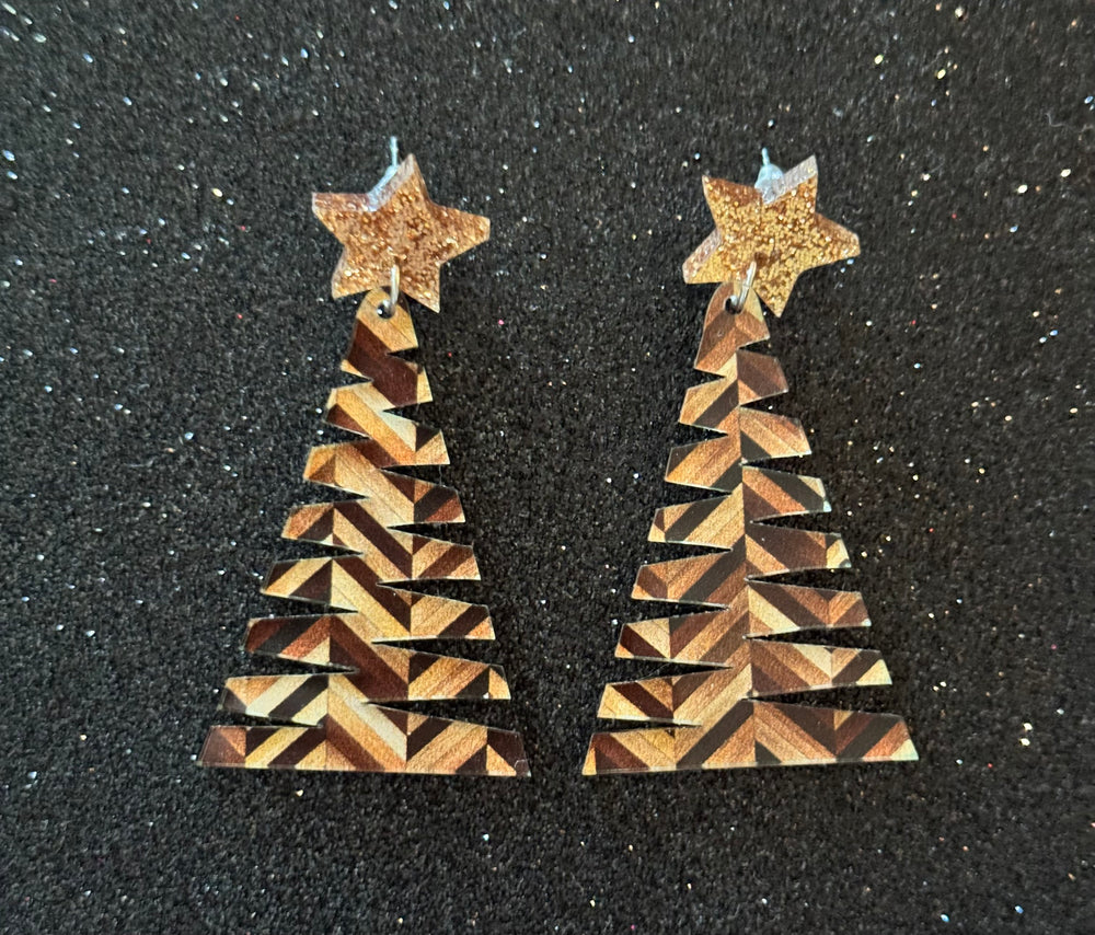 Glitter Acrylic Teardrop Earrings-Christmas Star