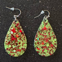 Glitter Acrylic Teardrop Earrings-Christmas