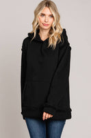 
              Casual Faux Fur Lined Hoodie-Black
            