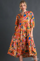 
              Ginger Satin Floral Babydoll Dress
            