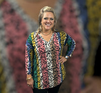 
              Multi Animal Print Tunic Top
            