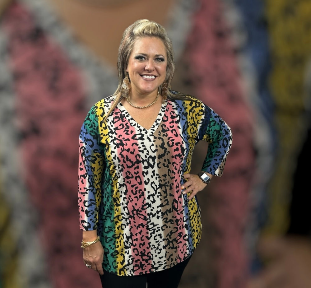 Multi Animal Print Tunic Top