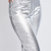 YMI High Rise Metallic Skinny Jeans-Silver