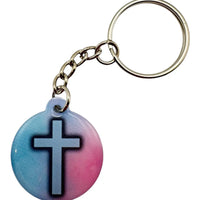 Tap To Pray™-Prayer Tag Keychains-Pastel Cross