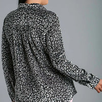 Animal Print Velvet Top-Gunmetal