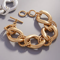 
              Gold Chunky Chain Toggle Bracelet
            