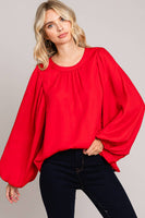 
              Chic Bubble Sleeve Top-Blue
            
