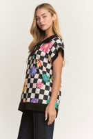 
              Checkered Floral Print Knit Top | Women's Casual Knit Tops – Bella Grace
            