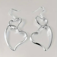 Double Heart Dangle Earrings