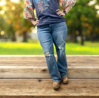 
              Judy Blue High Waist Dad Straight Jeans
            