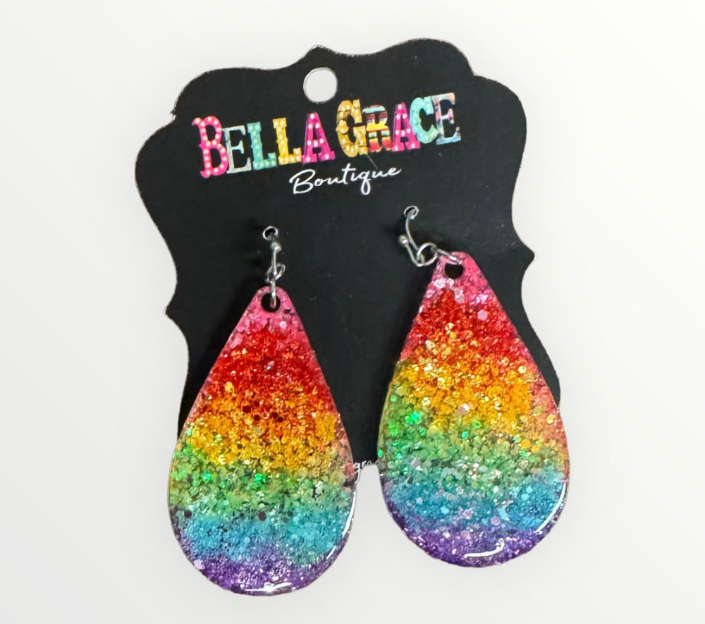 Glitter Acrylic Teardrop Earrings