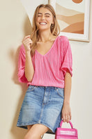 
              Let It Shine Dolman Sleeve Top-Barbie Pink
            