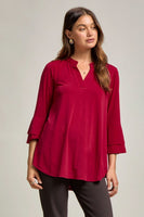 
              $16! Lizzy Bell Sleeve Tunic Top-Jewel Red
            