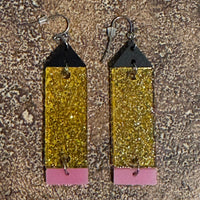 Glitter Acrylic Earrings-Tiered Pencil