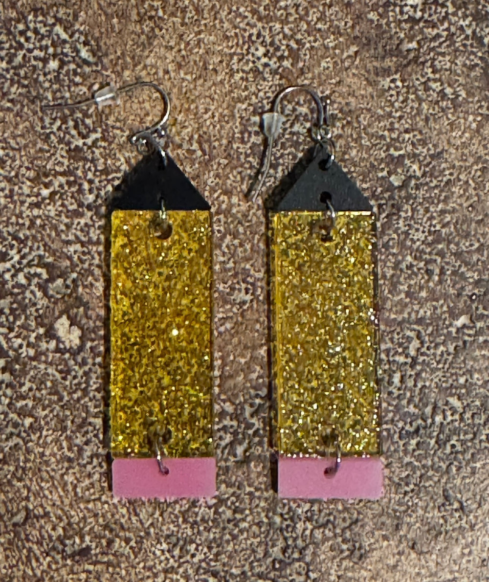 Glitter Acrylic Earrings-Tiered Pencil