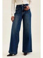 
              Judy Blue "Lux" Retro Wide Leg w/ Front Tab Closure Dk Fade Indigo
            