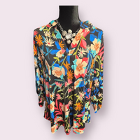 Lizzy Black Floral Tunic Top