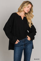 
              Classic Cotton Gauze Pullover Top-Black
            