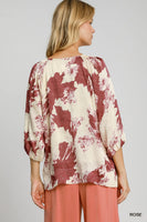 
              Rose Metallic Abstract Print Top
            