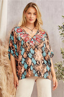 
              Mocha Splash V-Neck Top
            