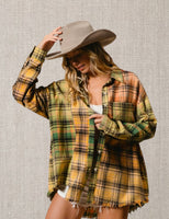 
              Frayed Hem Plaid Shirt
            