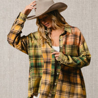 Frayed Hem Plaid Shirt