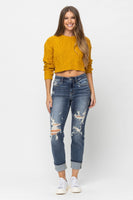 
              Judy Blue Cuffed Destroy Boyfriend Jeans
            