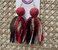 
              Sequin Tassel Earrings-Razorback Holographic Mix w/Pave Bead
            