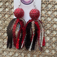 Sequin Tassel Earrings-Razorback Holographic Mix w/Pave Bead